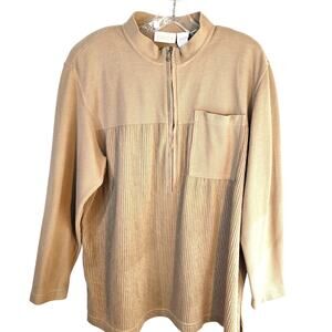 Liz Claiborne Women's Sweater 1X Tan Zipper Misses Plus Size 14W 16W Coat Jacket
